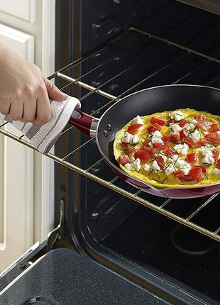 T-fal B039SE64 B039SE Excite ProGlide Nonstick Thermo-Spot Heat Indicator Dishwasher Oven Safe Cookware Set, 14-Piece, Red, 2.3 Rio