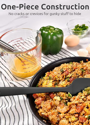 Heat Resistant Silicone Spatula Set: U-Taste 600ºF High Temp Seamless Food Grade Utensil, Flexible Rubber Silicon Kitchen Cooking Mixing Baking Scraper for Nonstick Cookware Set of 4 (Black)