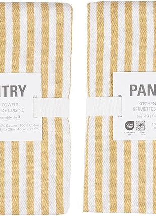 KAF Home Premium Kitchen Towels (18" x 28"), Large 100% Cotton, Flat & Terry Absorbent Dish Towel Set (Honey, 18 x 28-6 Pack)