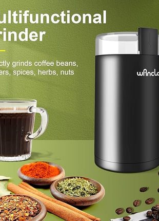 Wancle Electric Coffee Grinder, Spice Grinder, One Touch Coffee Mill for Beans, Spices and More, with Clean Brush Black