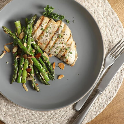 Gibson Home Rockaway 12-Piece Stoneware Dinnerware Set, Matte Finish, Service for 4, Modern Ceramic Plates and Bowls, Microwave & Dishwasher Safe – Soft Gray - Service for 4