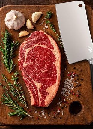 LDC Meat Cleaver Heavy-Duty 7" Inch Knife - High-Carbon Stainless Steel Chef Knife for Meat and Vegetables - Butcher Bone Cutting Knife for Home and Restaurant Use
