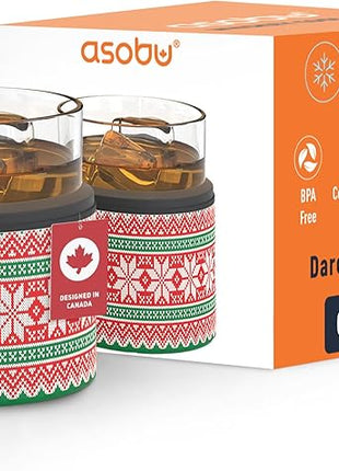 asobu Whiskey Sleeve Glass – Insulated Bourbon Tumbler with Premium Rocks Glass, BPA-Free, Double-Wall Stainless Steel, Keeps Drinks Cold Longer, 10.5oz