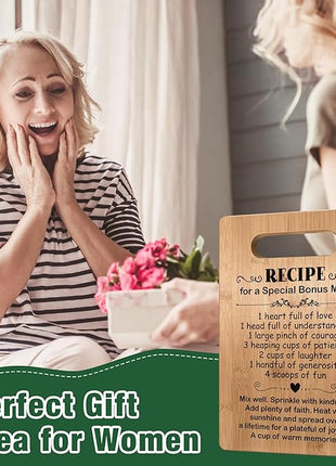 Popular Birthday Gifts for Bonus Mom, Cutting Board Gift for Bonus Mom, Cute Bonus Mom Gifts from Daughter Son, Bonus Mom Gift for Mother's Day