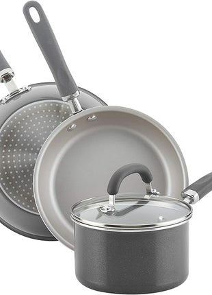 Rachael Ray Create Delicious Nonstick Cookware Pots and Pans Set, 13 Piece, Gray Shimmer