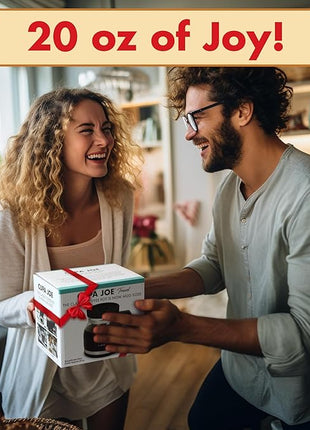 Cupa Joe Coffee Mug – 20oz Borosilicate Glass Diner Pot Mug with Spill-Proof Lid – Funny Novelty Gift for Coffee Lovers, Dads, Office, Travel & More