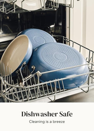 Redchef Non Stick Ceramic Frying Pan Set, Non Toxic Ceramic Pans for Cooking, 8" 9.5" 11" Skillet Set, No PFAS & PTFE & PFOA with Stainless Steel Handle, Dishwasher & Oven Safe Max up to 842°F (Blue)