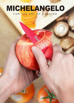 MICHELANGELO Knife Set, Sharp 10-Piece Kitchen Knife Set with Covers, Multicolor Knives, Stainless Steel Knives Set for Kitchen, 5 Rainbow Knives & 5 Sheath Covers