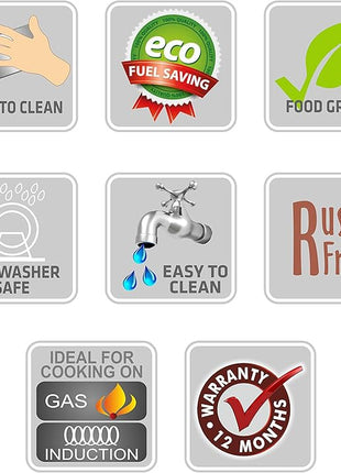 Sumeet Stainless Steel Belly Shape 6 Pc Tope/Cookware/Pot Set with Lid 380ML, 500ML, 780ML, 1.1Ltr, 1.4Ltr, 1.75Ltr (Silver)