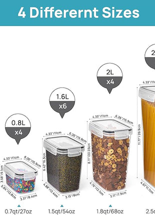 Vtopmart Airtight Food Storage Containers Set with Lids, 15pcs BPA Free Plastic Dry Food Canisters for Kitchen Pantry Organization and Storage, Dishwasher safe,Include 24 Labels, Black