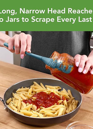 Tovolo Flex-Core Silicone Spatula Jar Scraper - Long-Handled Rubber Spatula with Angled Head for Scooping & Scraping - Heat-Resistant Spatulas for Kitchen Use, Dishwasher Safe & BPA-Free