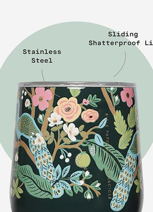 Corkcicle Stemless Insulated Wine Glass Tumbler - Keeps Beverages Cold 6 Hrs Hot 3 Hrs - Stainless Steel - Easy-Grip - Gift for Mom - Great for Mother's Day or Christmas - 12 oz - Peacock Blue