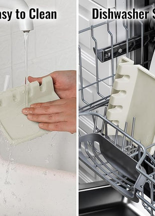 Zulay Kitchen Silicone Utensil Rest with Drip Pad for Multiple Utensils - BPA-Free, Heat-Resistant Spoon Rest & Spoon Holder for Stove Top - Kitchen Utensil Holder for Ladles & Tongs - Gardenia