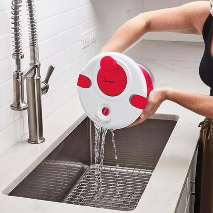 Cuisinart Large Salad Spinner- Wash, Spin & Dry Salad Greens, Fruits & Vegetables, 5qt, CTG-00-SASR Red