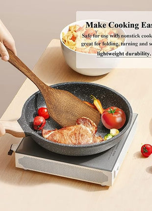 4 Pack Wooden Spatula for Cooking, Non-stick Turner Acacia Wood Spatula for Kitchen Use, Handmade Non-Toxic Cooking Spatula Set for Kitchen Gifts, Ideal Cookware Utensils for Cooking Eggs, Fish