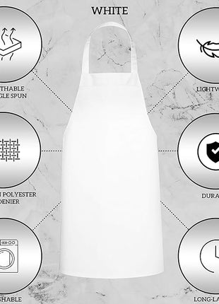 GREEN LIFESTYLE 120 Pack Professional Chef Apron – Grilling Aprons for Men, Waterproof Cooking Apron for BBQ, Work or Restaurant Use, Kitchen Aprons for Women – White, No Pockets