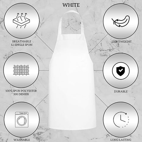 GREEN LIFESTYLE 120 Pack Professional Chef Apron – Grilling Aprons for Men, Waterproof Cooking Apron for BBQ, Work or Restaurant Use, Kitchen Aprons for Women – White, No Pockets