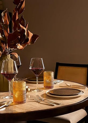 Fortessa Jupiter Beaded Hobnail Glass, 13 Ounce Iced Beverage (Set of 6), Amber