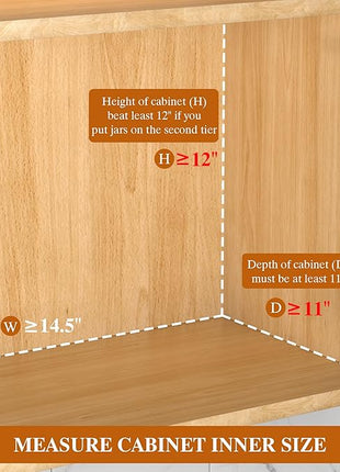 3 Pack Pull Out Spice Rack Organizer for Cabinet, 2 Tier Slide Out Spice Racks Organizer, Spice Cabinet Organizers, Cabinet Size Need:12'' High x 11'' Deep x 5'' Wide, Clear Acrylic