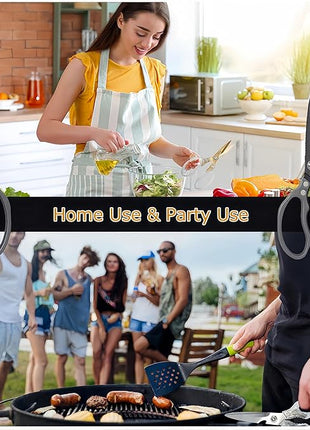 AWinjoy Heavy Duty Sharp Kitchen Scissors - Dishwasher Safe Black Cooking Shears for Meat, Chicken, Fish, Poultry, Herb, Bread (All Black)