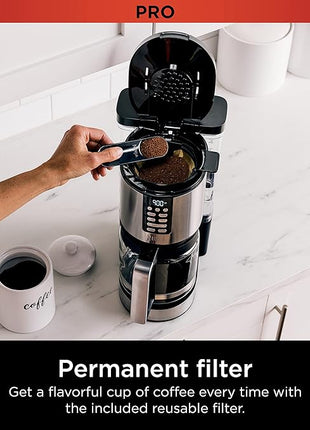 Ninja 14 Cup , Programmable Coffee Maker XL Pro with Permanent Filter, 2 Brew Styles Classic & Rich, 4 Programs Small Batch, Delay Brew, Freshness Timer & Keep Warm, Stainless Steel, DCM201