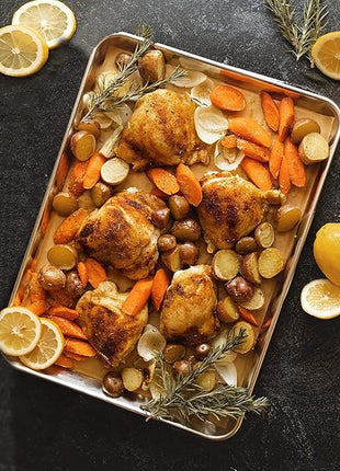 KITCHENATICS Premium Quality Half Sheet Size Baking Pans, Nonstick Cookie Sheets for Baking, Oven Safe Baking Sheet Pans, Heavy Duty 1/2 Commercial Baking Sheets for Oven - 13.1" x 17.9" IN, Set of 2