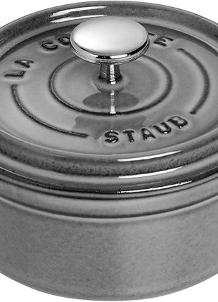 Staub Cast Iron 0.5-qt Round Cocotte - Graphite Grey, Made in France