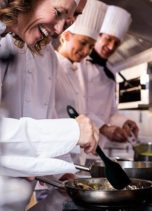 Premium 600F High Heat Resistant Silicone Spatula 2 Set Sturdy Handle Created for Cooking, Baking and Mixing, One Piece Design, Non-Stick, Strong Stainless Steel Core (Black)