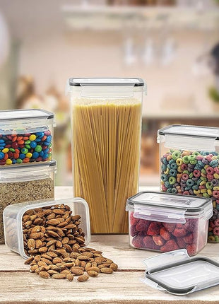 Wildone Airtight Food Storage Containers with Lids, 14PC Plastic Kitchen Storage Containers for Pantry Organization and Storage, Cereal, Flour and Sugar Containers, Include 20 Labels & Pen