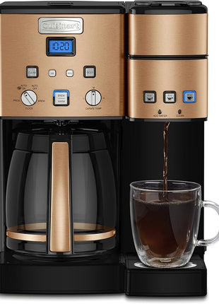 Cuisinart Single Serve + 12 Cup Coffee Maker, Offers 3-Sizes: 6-Ounces, 8-Ounces and 10-Ounces, Stainless Steel, SS-15CP, Copper