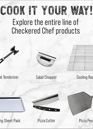 Checkered Chef Quarter Sheet Pan with Wire Rack for Cooking - 1/4 Sheet Pan, 13" x 9.5" Aluminum Cookie Sheets and Stainless Steel Cooling Rack for Baking