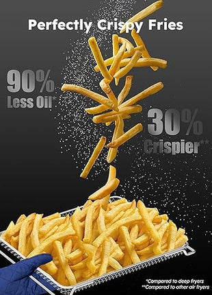 Nuwave Bravo Air Fryer Toaster Smart Oven, 10-in-1 Countertop Convection, 1800 Watts, 21-Qt Capacity, 50°-450°F Temp Controls, Top and Bottom Heater Adjustments 0%-100%, PFAS Free, Cream