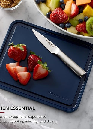 KitchenAid Classic Plastic Cutting Board with Perimeter Trench and Non Slip Edges, Dishwasher Safe, 8 x 10 inch, Ink Blue
