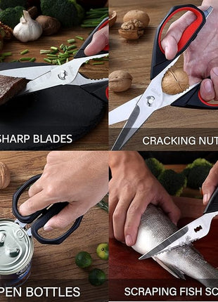 LIVINGO Kitchen Scissors, 2 Pack 9.25" Utility All Purpose Poultry Shears Heavy Duty Dishwasher Safe, Come Apart Sharp Stainless Steel Cooking Food Scissors for Cutting Meat, Chicken, Vegetable, Fish