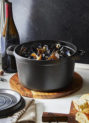 Staub Cast Iron Dutch Oven 5-qt Tall Cocotte, Made in France, Serves 5-6, Matte Black