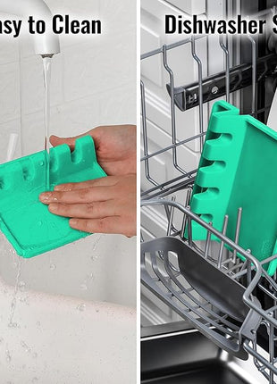 Zulay Kitchen Silicone Utensil Rest with Drip Pad for Multiple Utensils - BPA-Free, Heat-Resistant Spoon Rest & Spoon Holder for Stove Top - Kitchen Utensil Holder for Ladles & Tongs - Carnival Grass