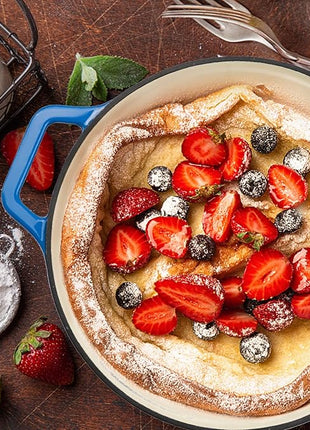 Miereirl 6.5 Quart Enameled Dutch Oven Pot with Lid, Cast Iron Dutch Oven with Dual Handles for Bread Baking, Cooking, Non-stick Enamel Coated Cookware (Dark Blue)