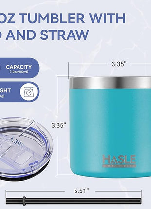 HASLE OUTFITTERS 10oz Insulated Tumblers with Lid and Straw,Stainless Steel Tumbler Travel Coffee Mug,Double Wall Reusable Tumbler Cup for Iced and Hot Drinks(Mint Green,1 Pack)