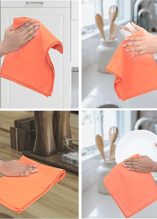 Urban Villa Halloween Flour Sack Kitchen Towels 27”x27” 12 Pack Orange Color Dish Towels 100% Cotton Flour Sack Kitchen Towels for Embroidery DIY Projects Cloth Diapers Cheese Strainers Dish Cloths
