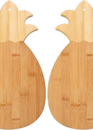 Totally Bamboo Pineapple Shaped Bamboo Wood Cutting Board and Charcuterie Board, 14-3/8" x 7-1/2" (Pack of 2)