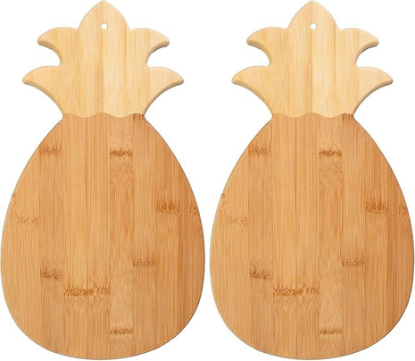 Totally Bamboo Pineapple Shaped Bamboo Wood Cutting Board and Charcuterie Board, 14-3/8" x 7-1/2" (Pack of 2)