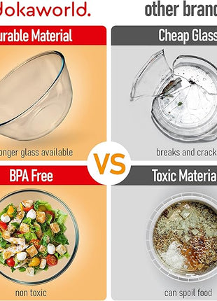 7 Stackable Space-Saving Nesting Glass Bowls with Pink Lids for Foodprep, Storage, Baking, Mixing & Cooking, Microwave Safe - Durable Inert Borosilicate Glass