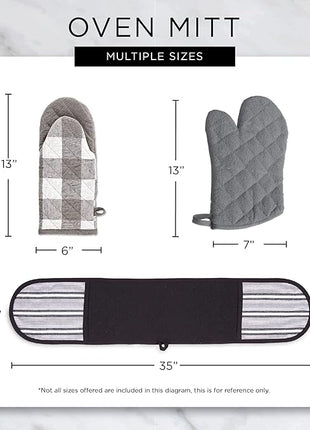 DII Basic Terry Collection 100% Cotton Quilted, Double Mitt, Gray