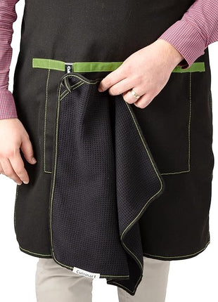 Cuisinart CFA-156 BBQ Apron and Magnetic Towel Set, Adjustable Grill Apron with Large Front Pockets