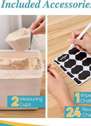 Vtopmart 8.5L 2 Pack Extra Large Flour Sugar Storage Containers for 20lbs flour, Airtight Kitchen Pantry Organization Canisters with Lids for Bulk food, Rice, Baking Supplies, BPA Free, Black