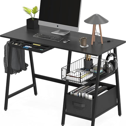 Simple Houseware Pull-Out Cabinet Sliding Basket Organizer, 17.2" D x 9.7" W x 5" H – Black, Ideal for Kitchen and Bathroom Cabinet Storage, Under Sink or Pantry Organization