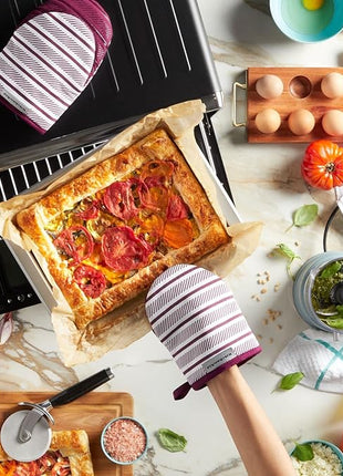 KitchenAid Albany Mini Oven Mitt 2-Pack Set, Beet, 5.5"x8"