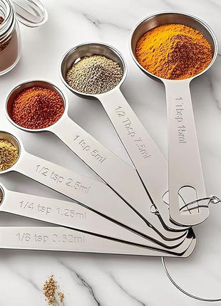 TILUCK Stainless Steel Measuring Spoons Set,Coffee Scoop Spoon,Kitchen Gadgets for Cooking & Baking,Set of (6)