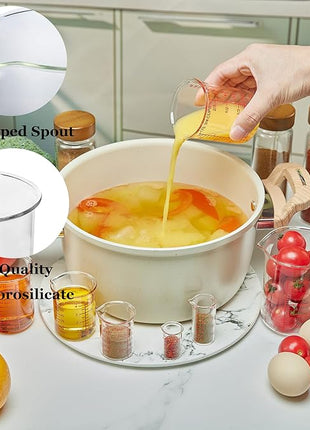 Ackers 7-Piece Glass Measuring Cup Set, Borosilicate Beaker Style Nesting Liquid Measuring Cups