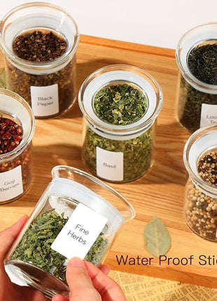 ZENS 10oz Glass Jars with Airtight Lid, 4 Pack Glass Kitchen Canisters Set for Spice, Loose Tea, Small Clear Glass Storage Jars with Labels for Herbs, Sugar